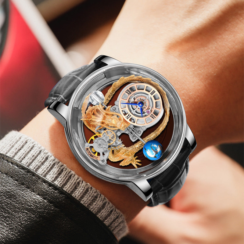 Luxury watch with mechanical components on a person's wrist