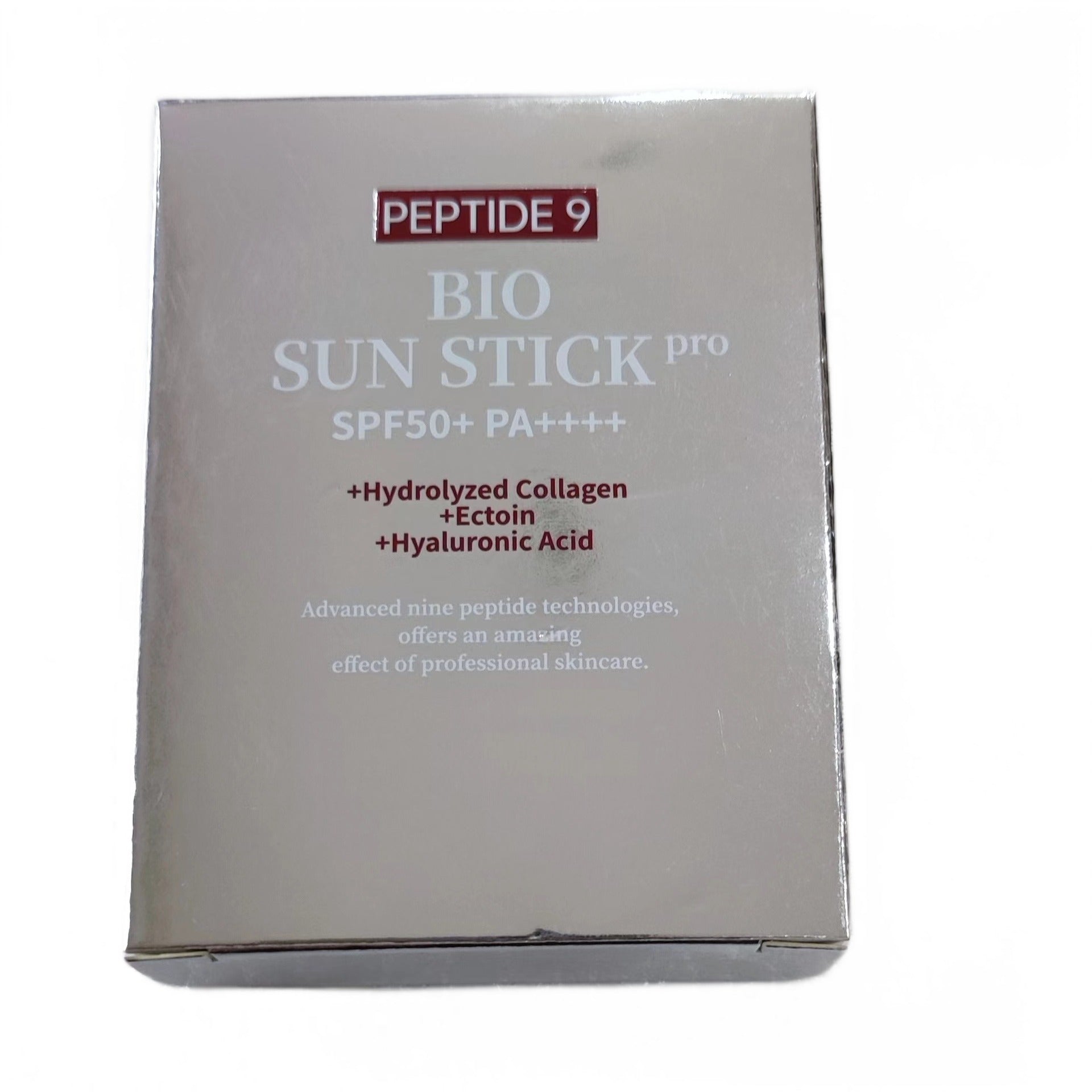 Packaging of Peptide 9 Bio Sun Stick pro on a white background