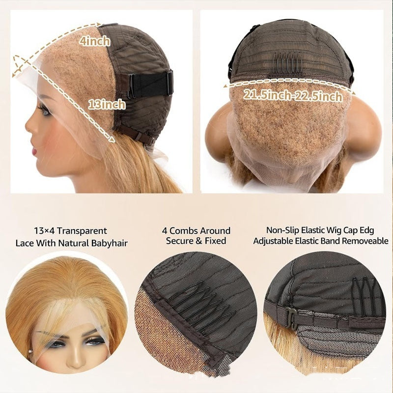 Wig cap with measurements and features on a beige background