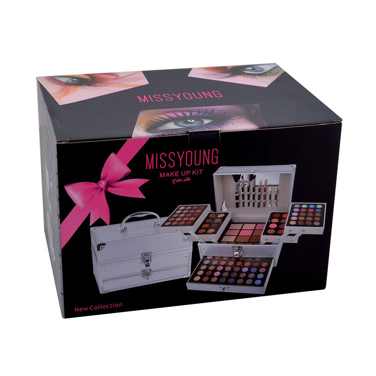 MissYoung makeup kit packaging with a black background and pink accents.