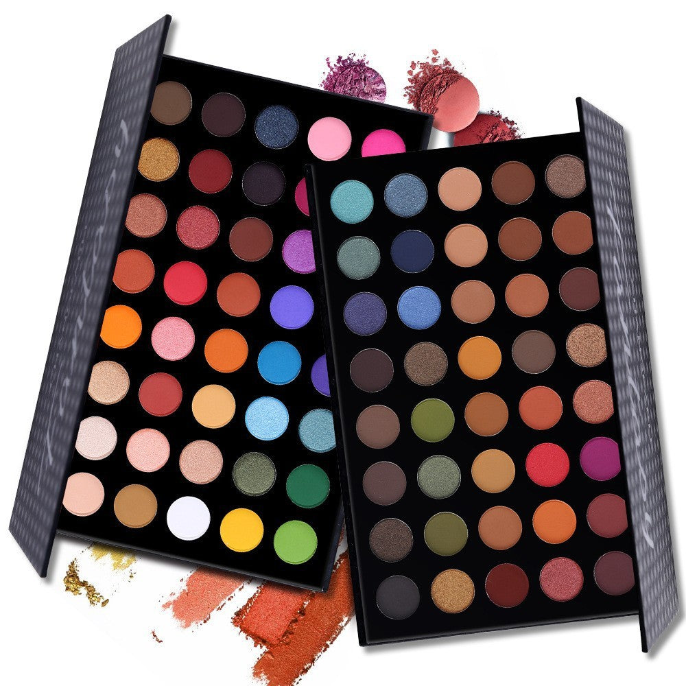 Two makeup palettes with a variety of colors on a white background