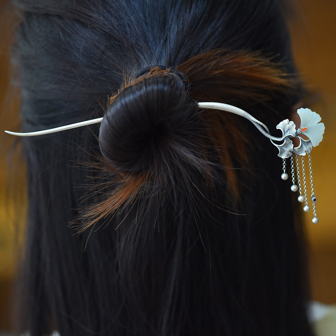 Hair accessory with decorative elements on a blurred background
