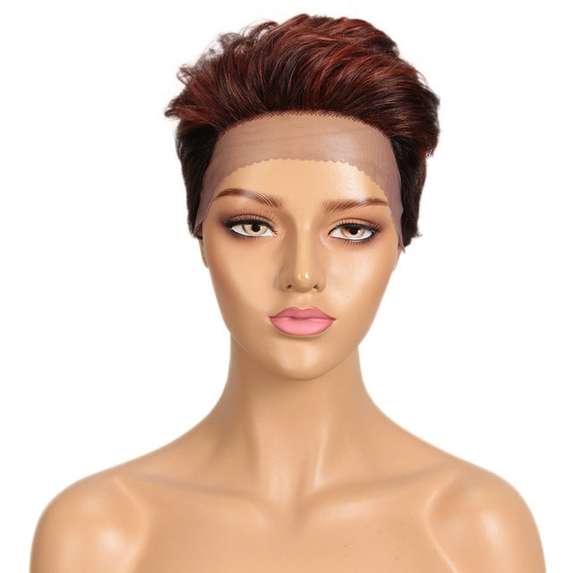 Mannequin head with a wig on a white background