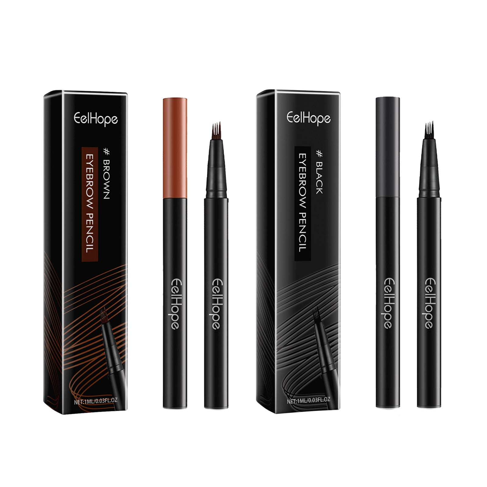 CellHope eyebrow pencils and their packaging on a white background