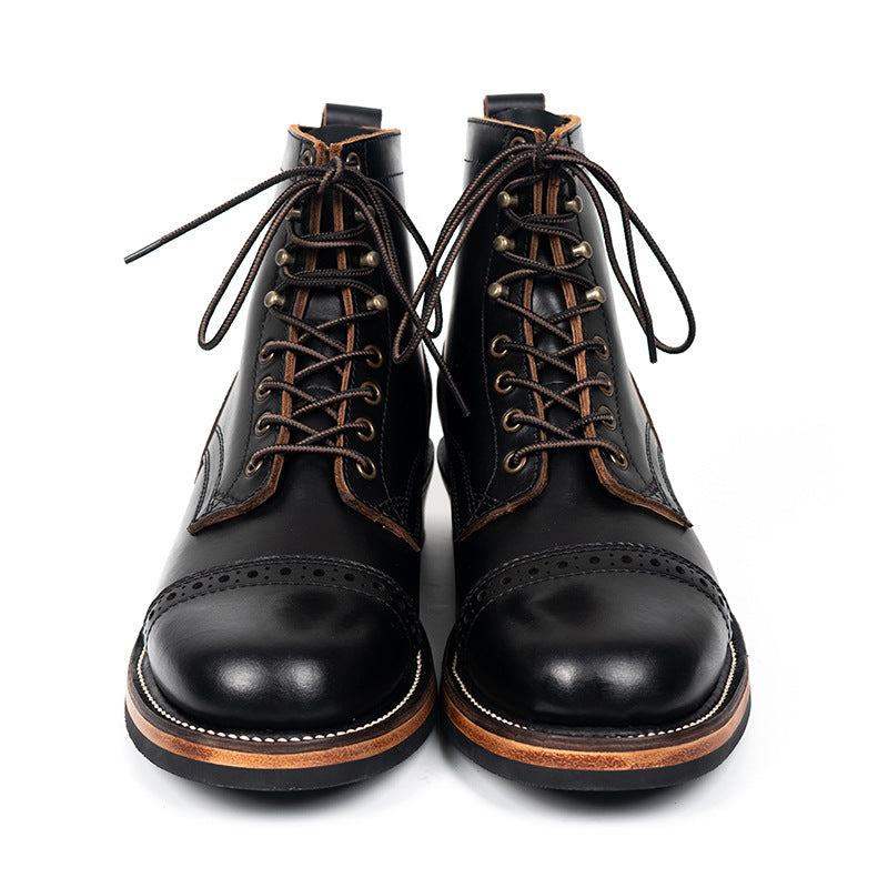 Men’s First Layer Cowhide Leather Winter Lace-Up Boots