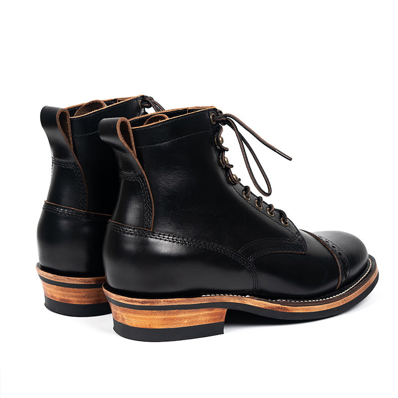 Men’s First Layer Cowhide Leather Winter Lace-Up Boots