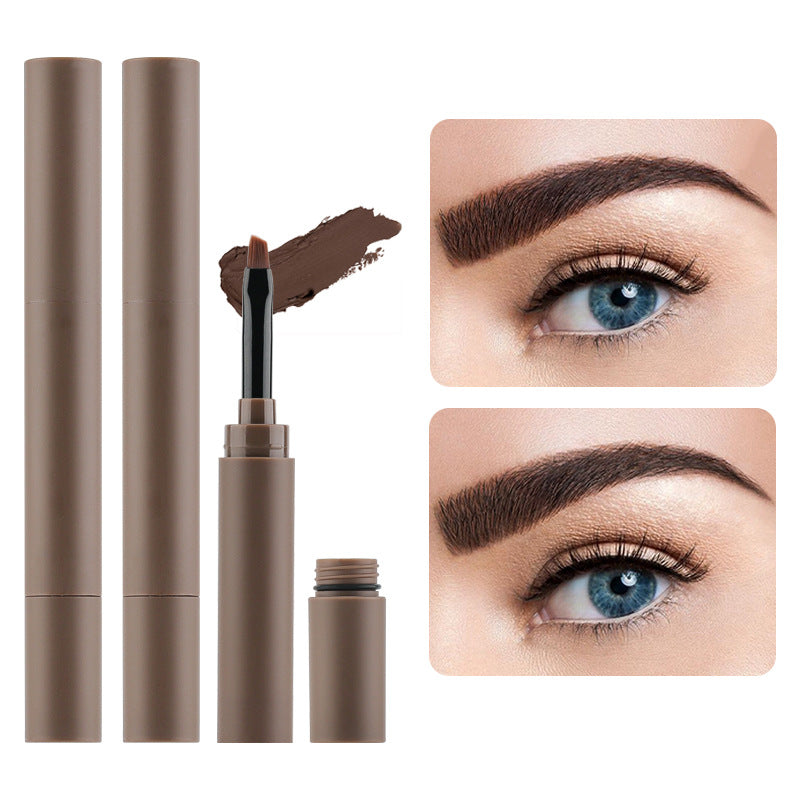 Eyebrow pencil with close-up shots of eyes with filled eyebrows on a white background