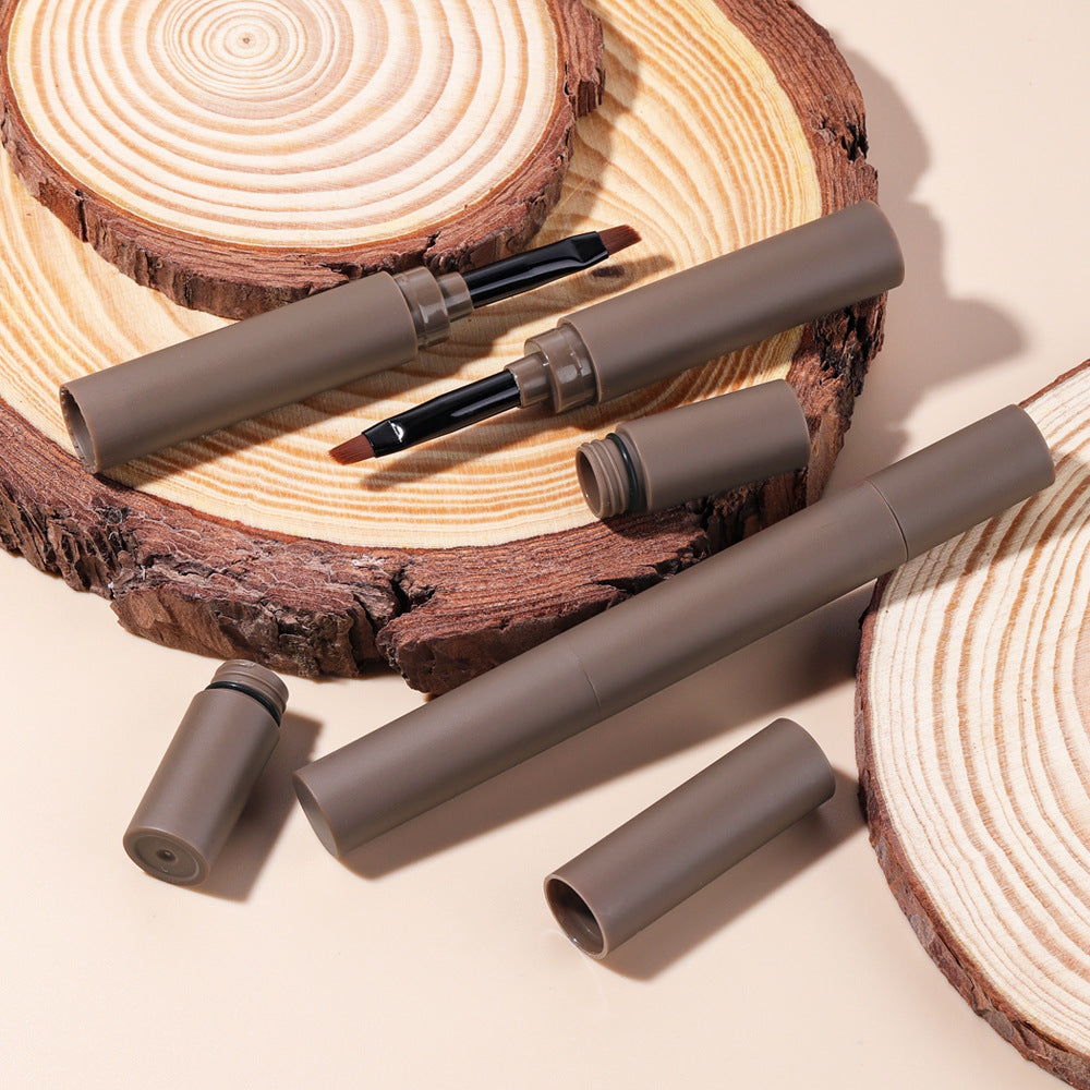 Makeup applicators on a wooden surface