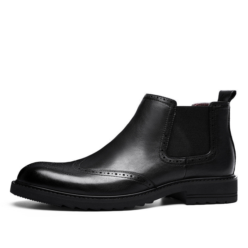 Autumn & Winter Leather Martin Boots – Carved Block Design