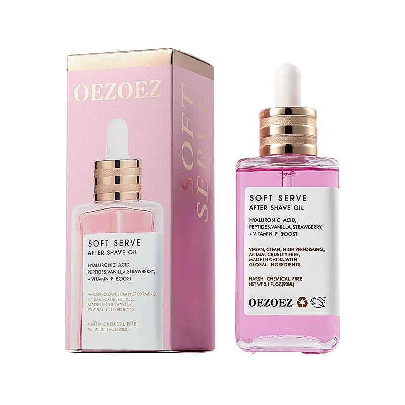 OEZOEZ Soft Serve after shave oil with packaging on a white background