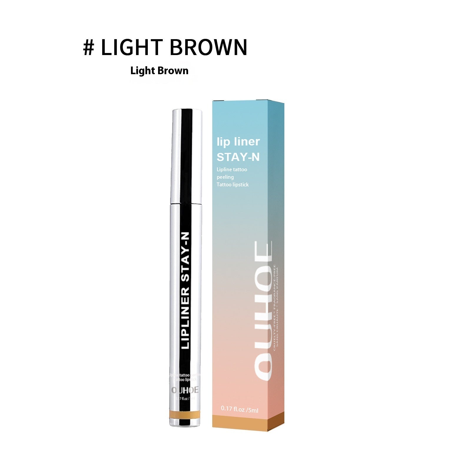 Lip liner with packaging labeled 'Stay-N' and 'OUILOE' on a white background.