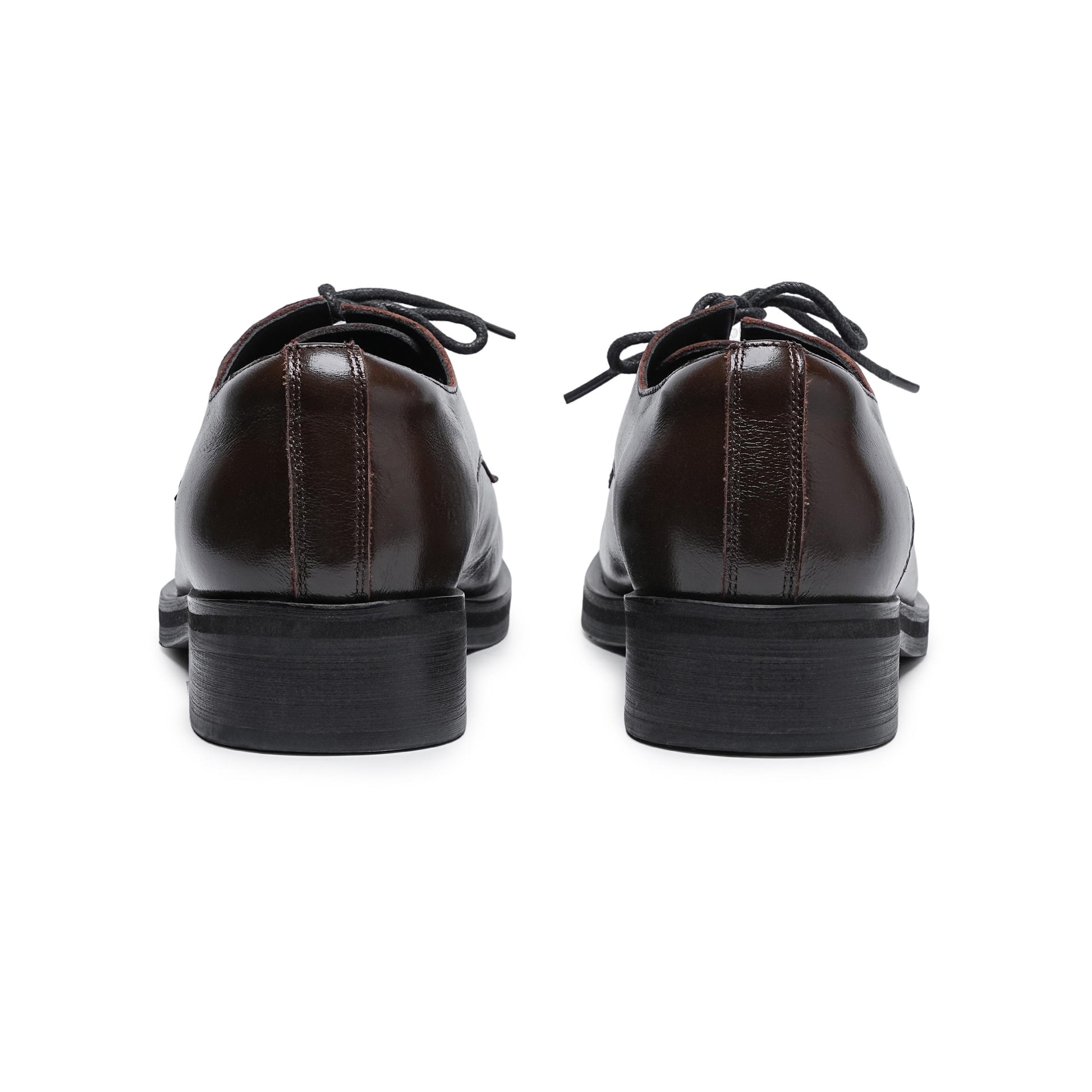 Pair of brown leather shoes on a white background