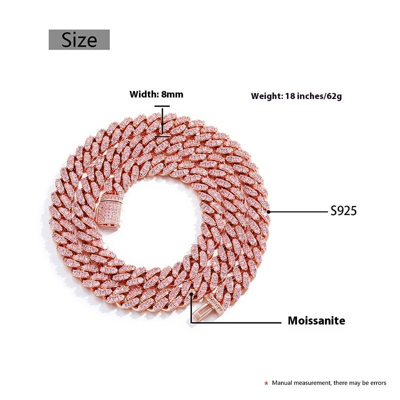 Rose gold chain bracelet with measurements and material details on a white background