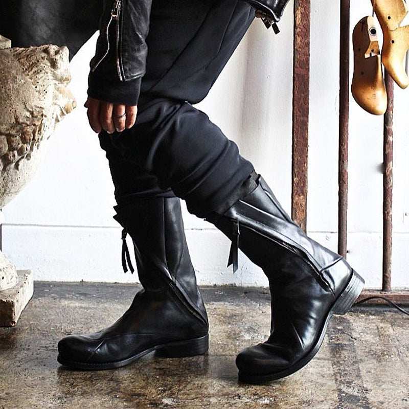 Japanese Retro Irregular Deconstructed Leather Boots Men
