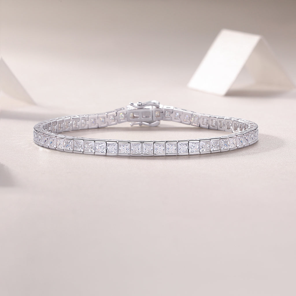Diamond bracelet on a light gray background
