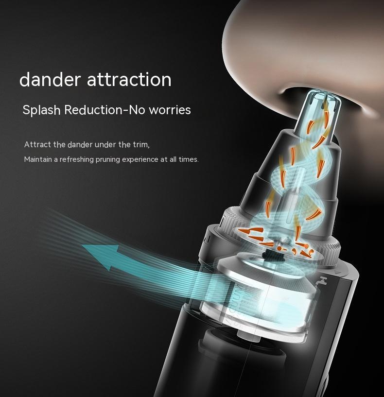 Grooming tool with dander attraction feature on a dark background