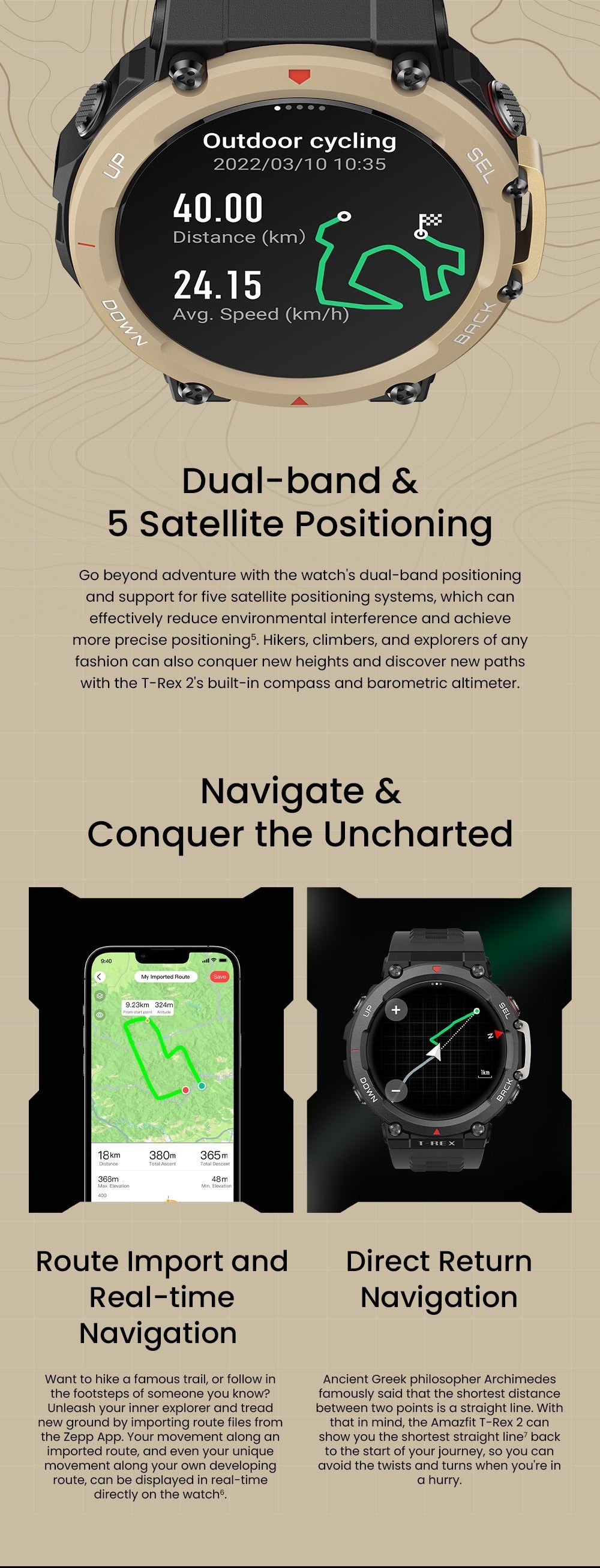Smartwatch with digital display and smartphone app interface on a beige background