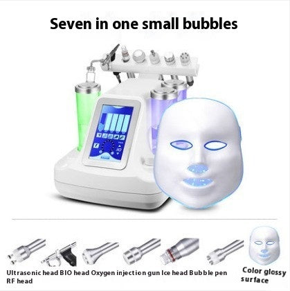Facial rejuvenation device with various attachments and a digital display.