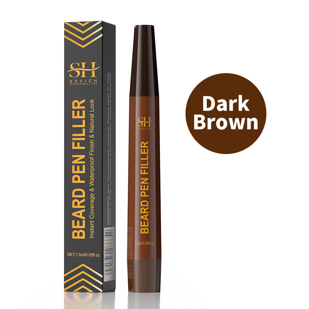 Beard pen filler with packaging and 'Dark Brown' label on a white background