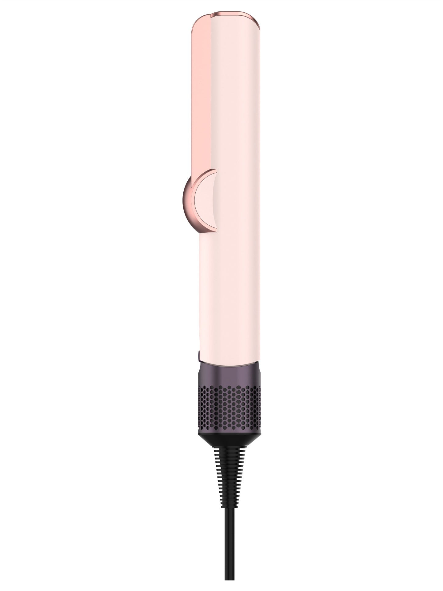Rose gold hair straightener on a white background
