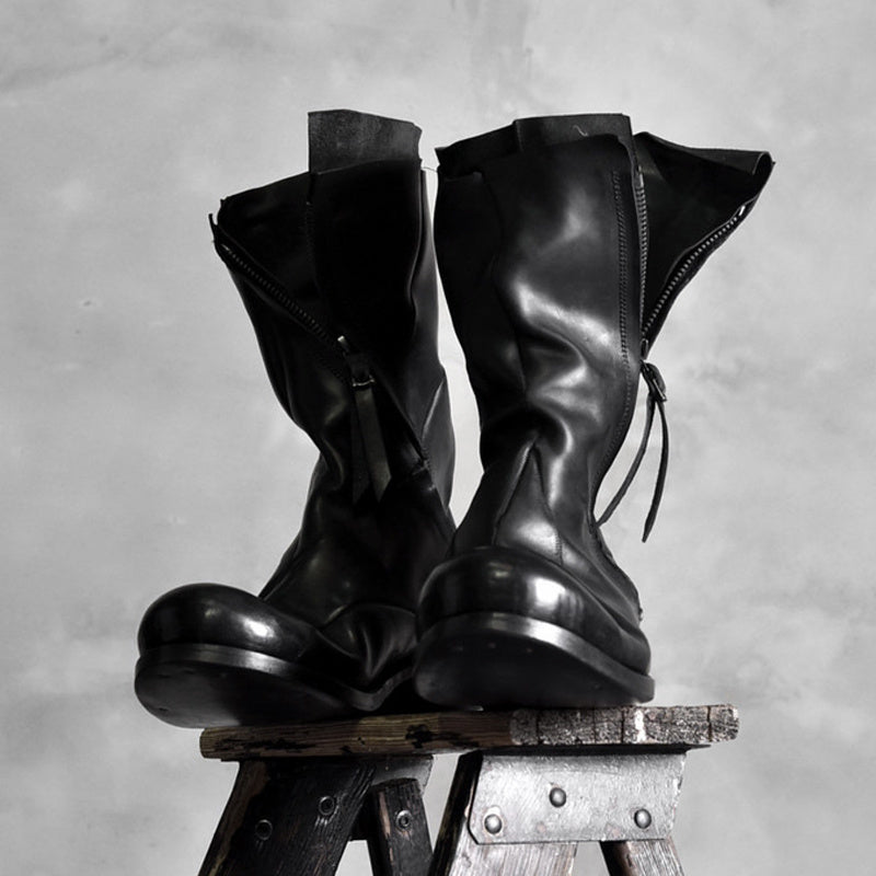 Japanese Retro Irregular Deconstructed Leather Boots Men