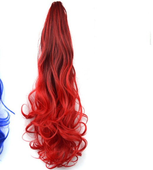 Red hair extension on a white background