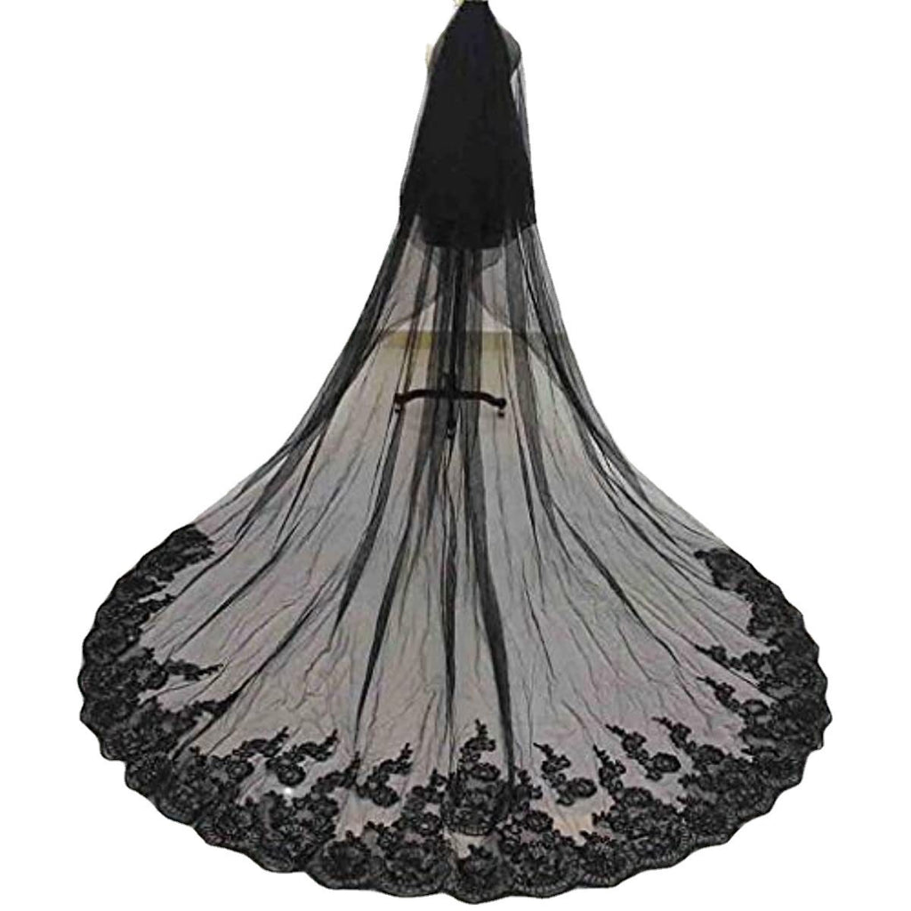 Black lace veil on a white background
