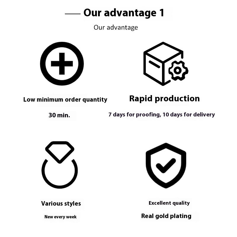 List of product advantages with icons and text on a white background