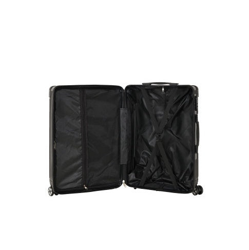 Black open suitcase on a white background