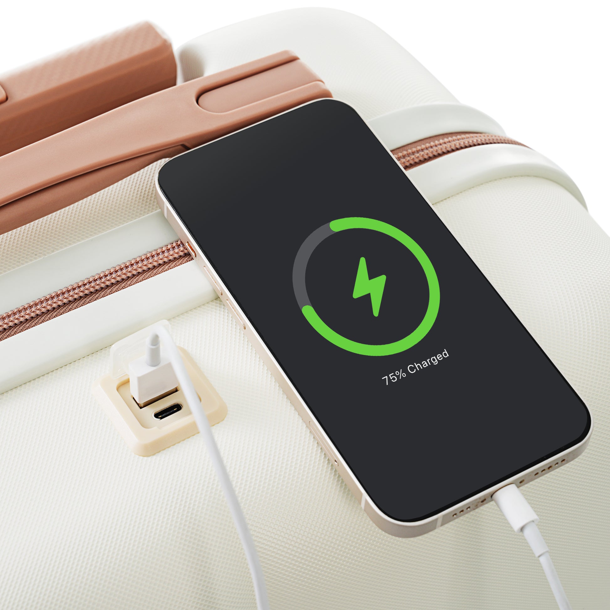 Phone with charging indicator on a white background
