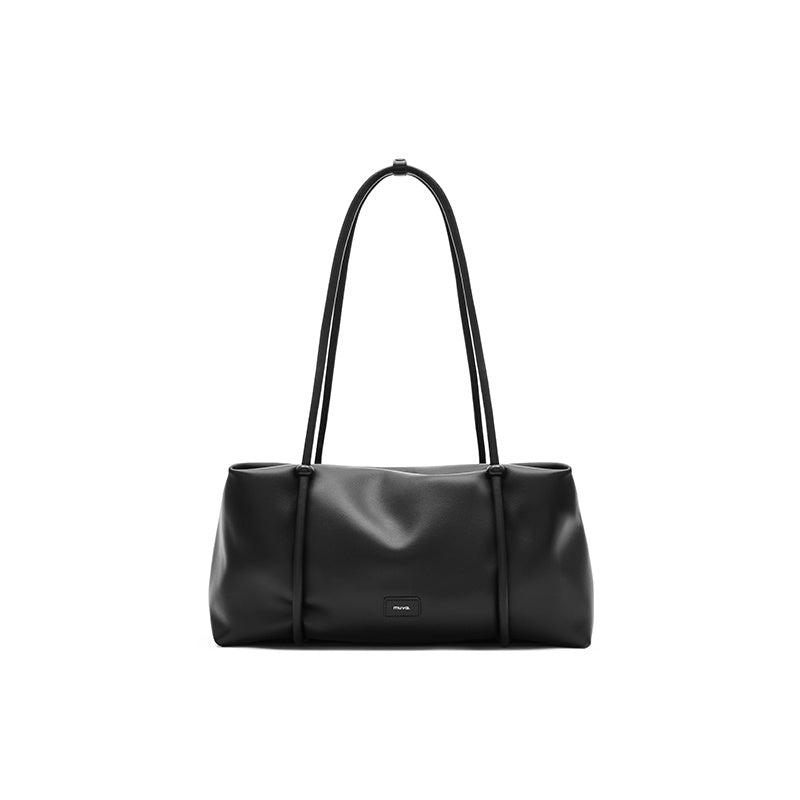 Black handbag on a white background
