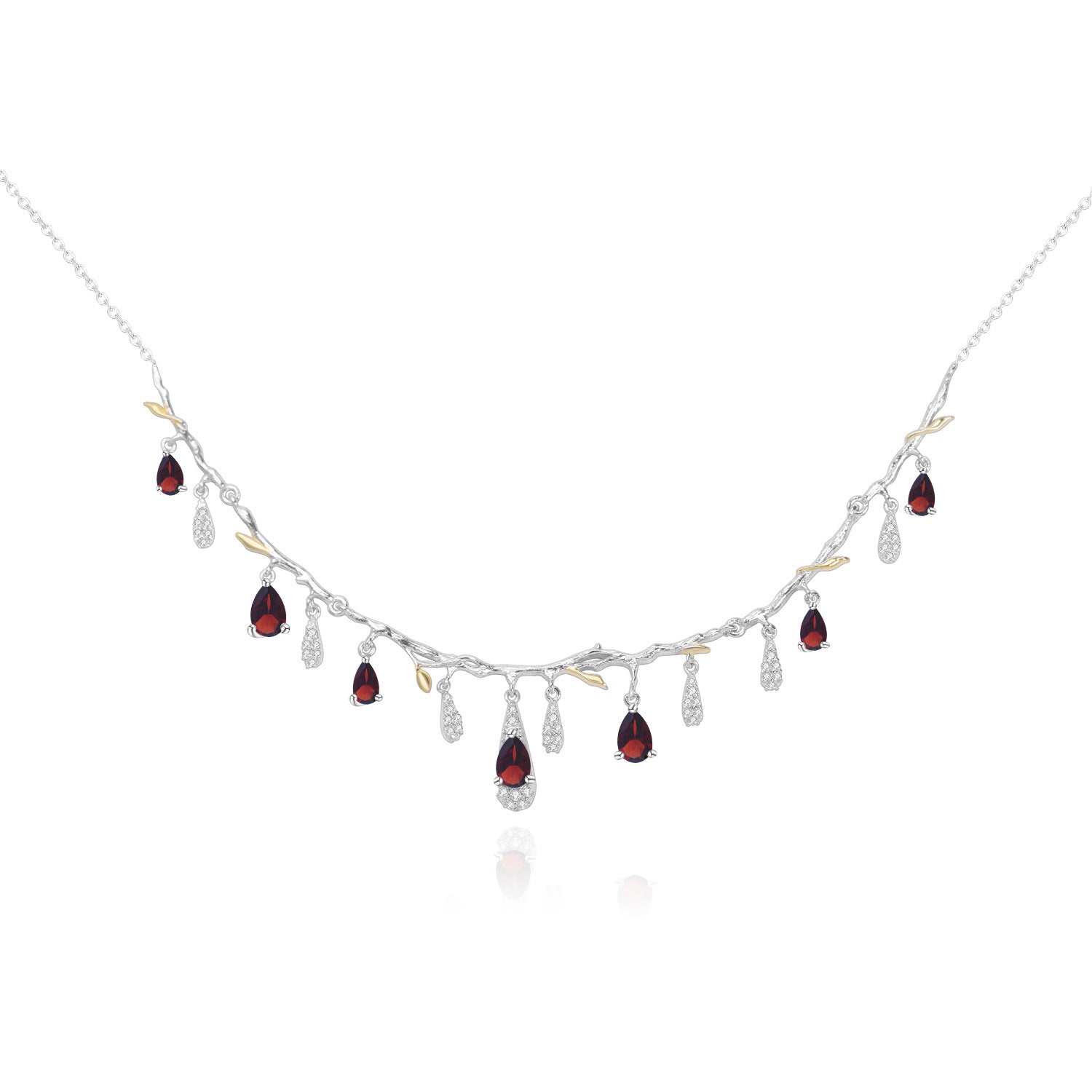 Necklace with gemstones on a white background
