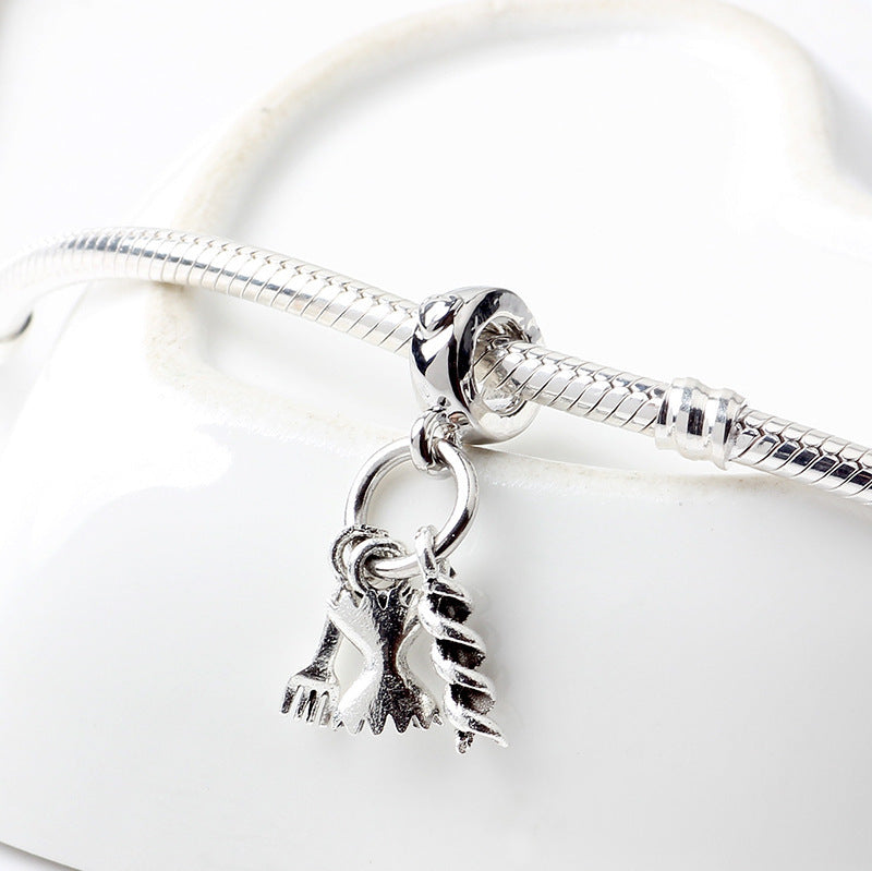 Silver bracelet with a horse charm on a white background