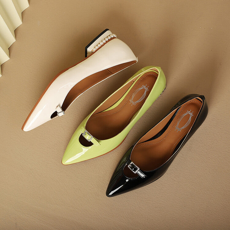 Women's Patent Leather Pointed Scoop Shoes – Stylish Fit