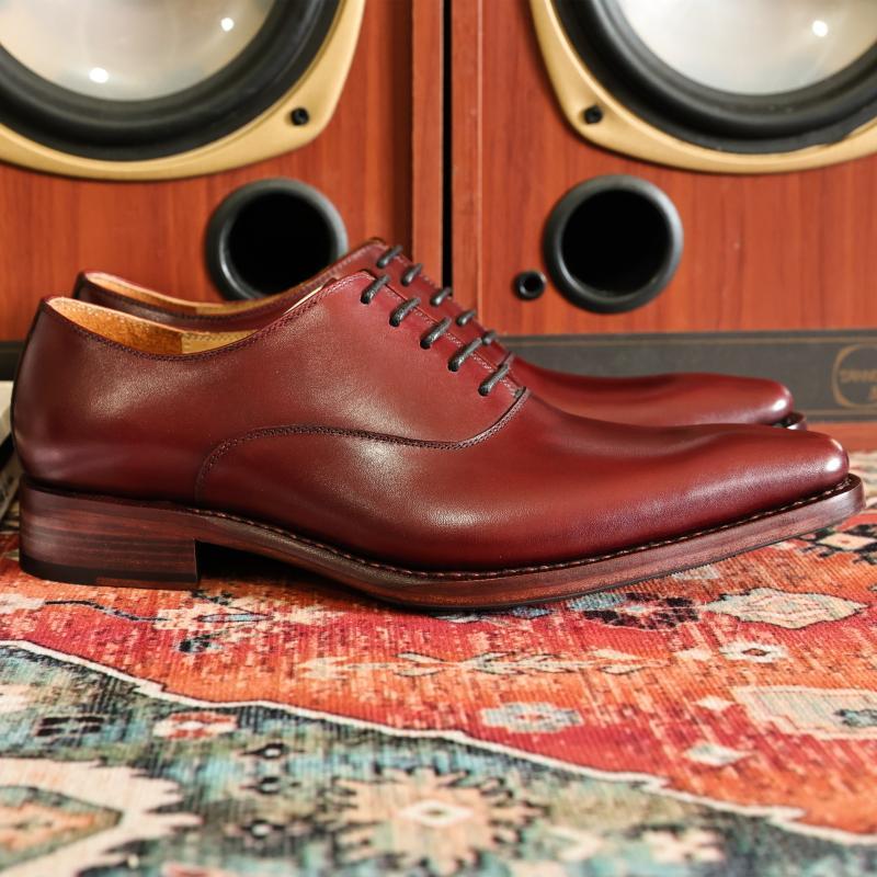 Goodyear Handmade Wine Red Pointed Toe Lace-Up Shoes