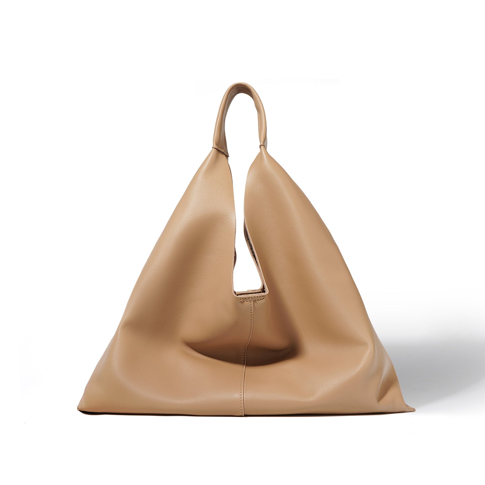 Beige handbag on a white background
