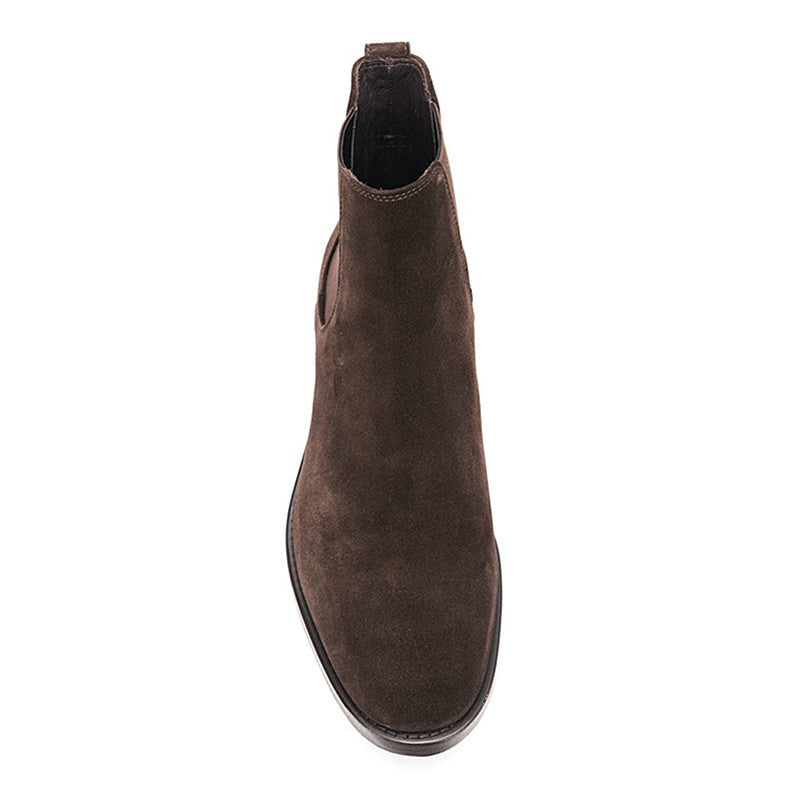 Brown suede ankle boot on a white background