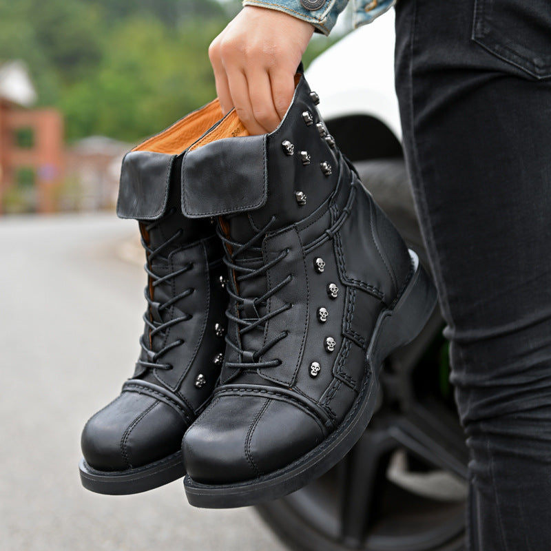 Men’s Warm Waterproof Steampunk High-Top Leather Boots