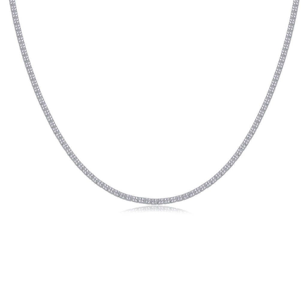 Silver chain necklace on a white background