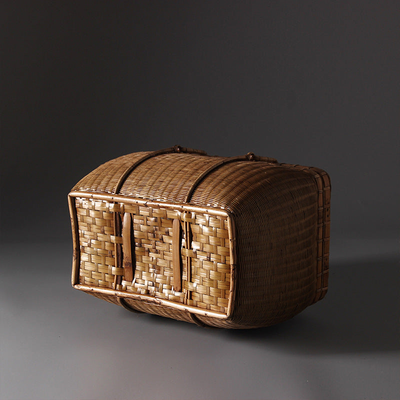 Woven basket on a dark background