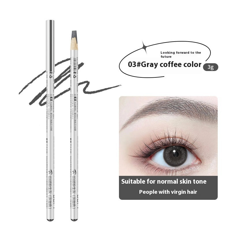 Eyebrow pencil with packaging showing an eye and text about color and suitability.
