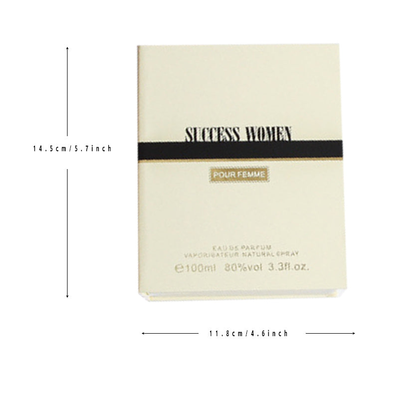 Perfume bottle packaging with dimensions on a white background