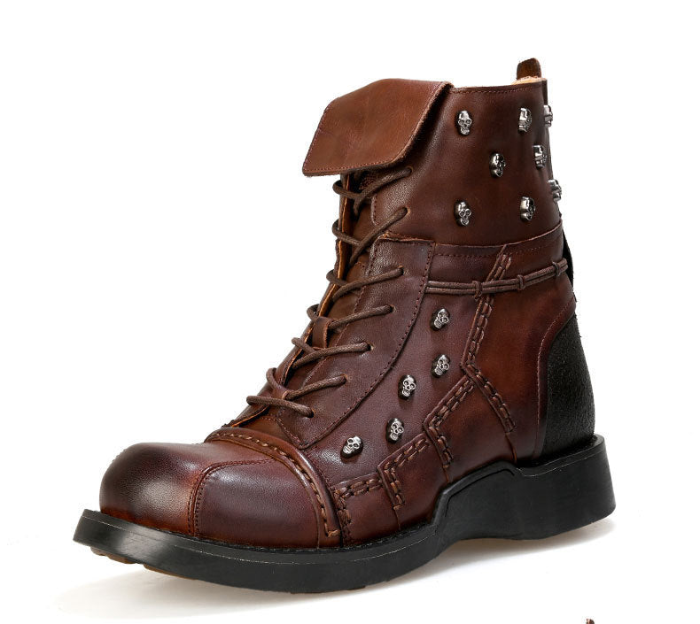 Men’s Warm Waterproof Steampunk High-Top Leather Boots