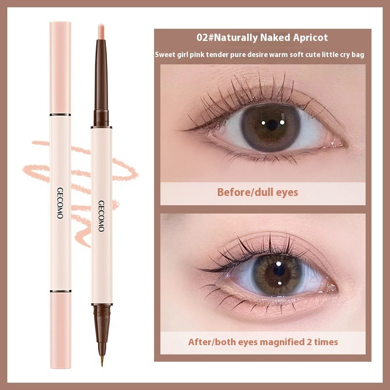 Two eye pencils with a before and after effect on eyes, showing the product's impact.