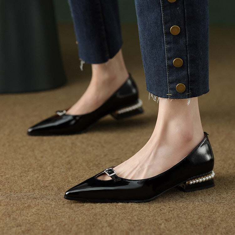 Women's Patent Leather Pointed Scoop Shoes – Stylish Fit