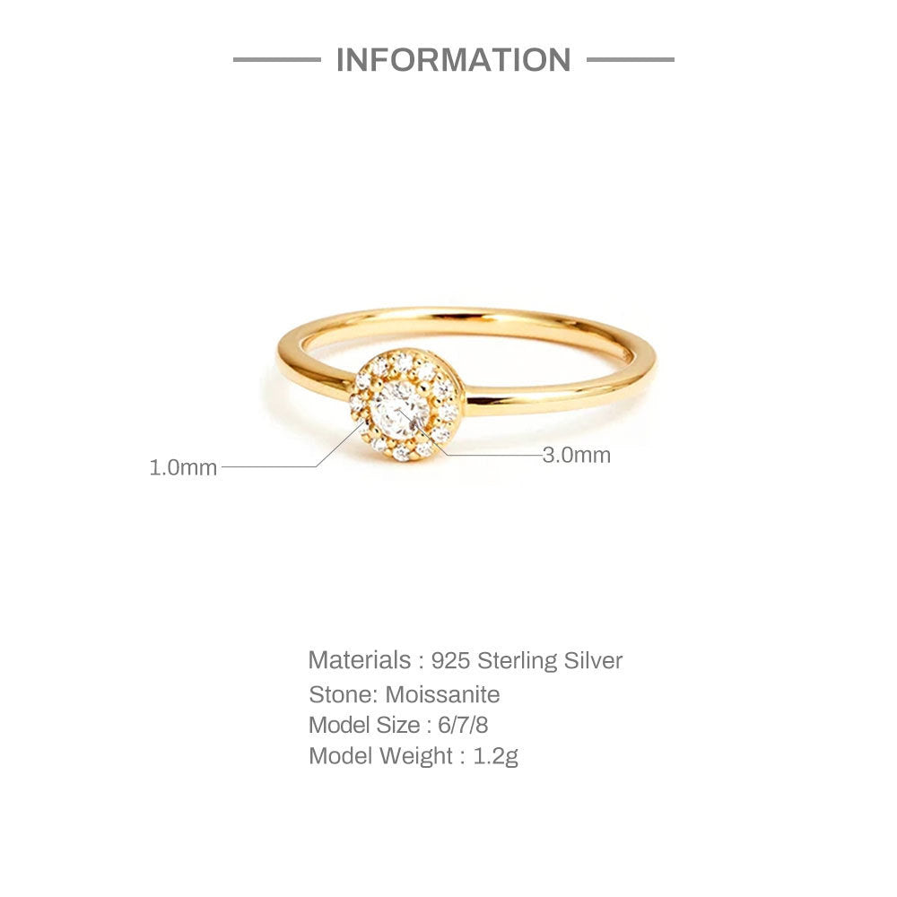 Gold ring with diamond, size 6.7/8, on a white background