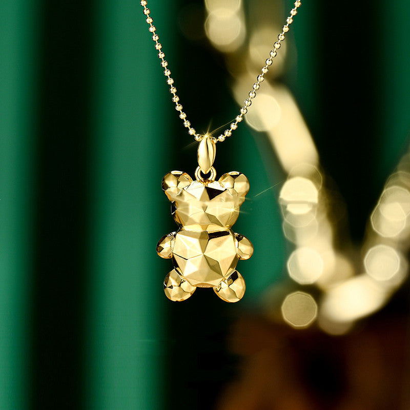 18K Gold Women's Bear Pendant – Elegant Self-Use Charm