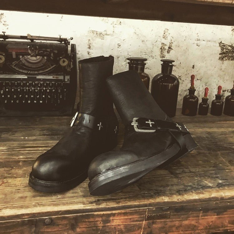 Men’s Punk Rivet Martin Boots, Thick Sole, Zipper