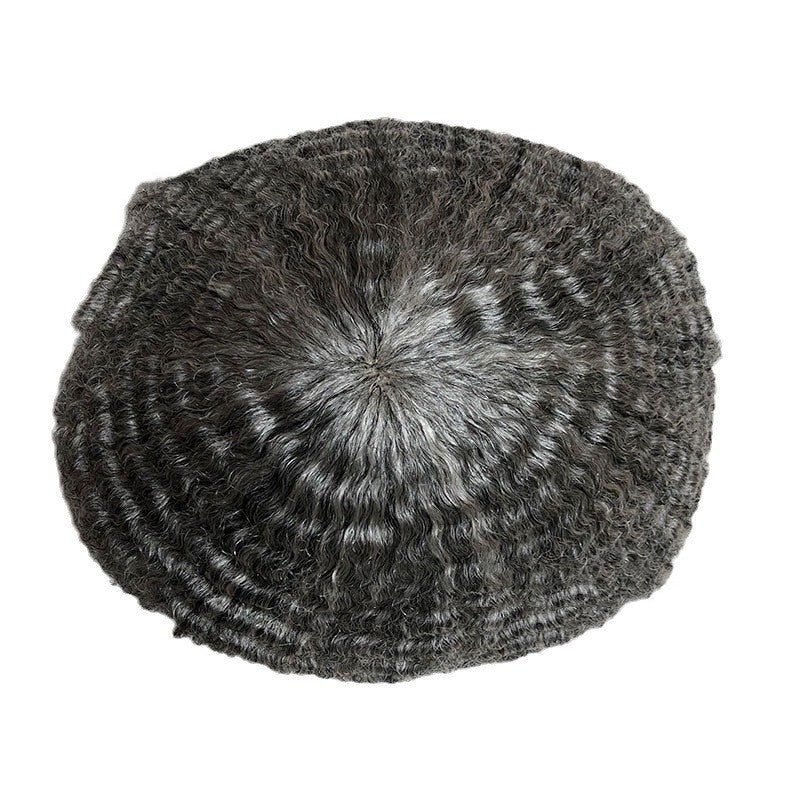 Dark gray knit beret on a white background